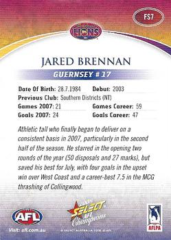 2008 Select AFL Champions - Blue Foil Signatures #FS7 Jared Brennan Back